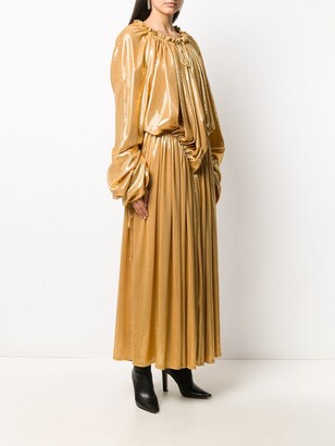 Y/Project Slouchy Pleated Metallic Maxi Dress