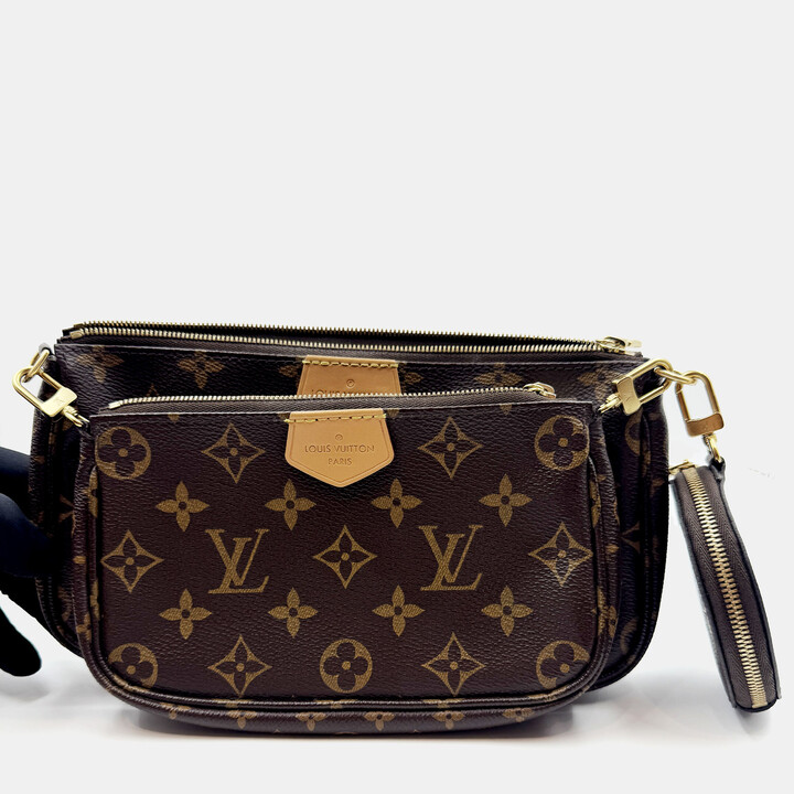 Louis Vuitton Multi Pochette Accessoires Monogram Rose Claire Coated Canvas Leather Bag