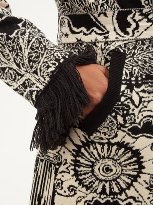 La DoubleJ Ionic Fringed Jacquard Cotton-blend Cardigan - Black Multi