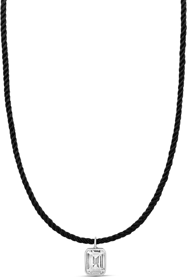 SHYMI Cord Necklace With Fancy Shape - Silver Emerald