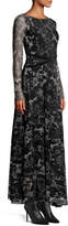 Thumbnail for your product : Fuzzi Floral Lace Long-Sleeve Wrap-Waist Maxi Dress