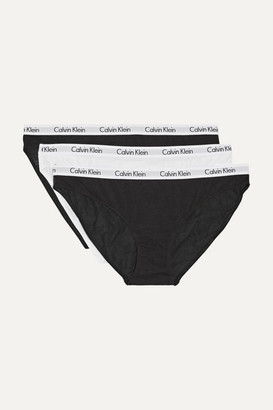 Calvin Klein Underwear Set Of Three Carousel Stretch-cotton Jersey Briefs - Black