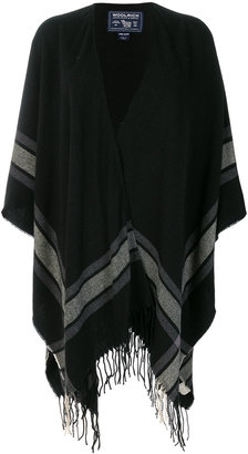 Woolrich striped poncho with fringe