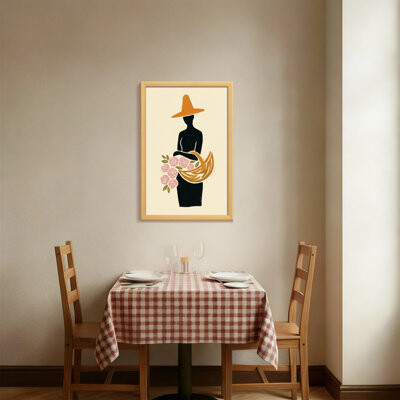 George Oliver Plants & Flowers Silhouette Woman With Hat And Flowers