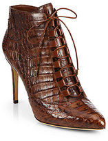Thumbnail for your product : Alexandre Birman Lace-Up Crocodile Ankle Boots