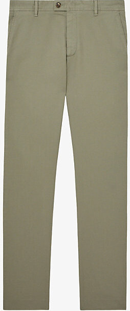 Reiss Mens Off White Dobby Slim-Fit Straight-Leg Cotton Trousers 30