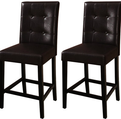 Hokku Designs Contemporary Brown Counter Height Chairs, Back Dining Of 2 Modern Seating,