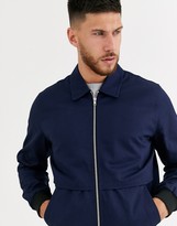 Thumbnail for your product : ASOS DESIGN harrington jacket with storm vent in navy