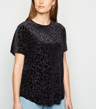 New Look Flocked Leopard Print Mesh T-Shirt