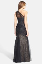 Thumbnail for your product : Monique Lhuillier ML  One-Shoulder Tulle Trumpet Gown (Nordstrom Exclusive)