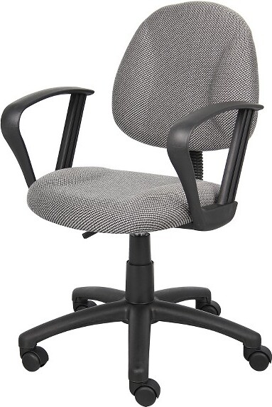 Boss Office Products DeluxePostureChairwithLoopArmsGray-BossOfficeProducts:ErgonomicLumbarSupport,AdjustableSeatHeight,NylonBase