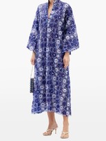 Thumbnail for your product : LA VIE STYLE HOUSE Sequinned-organza Kaftan - Blue Print