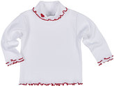 Thumbnail for your product : Florence Eiseman Ribbed Ruffle-Trim Turtleneck Top, White, Size 2-3