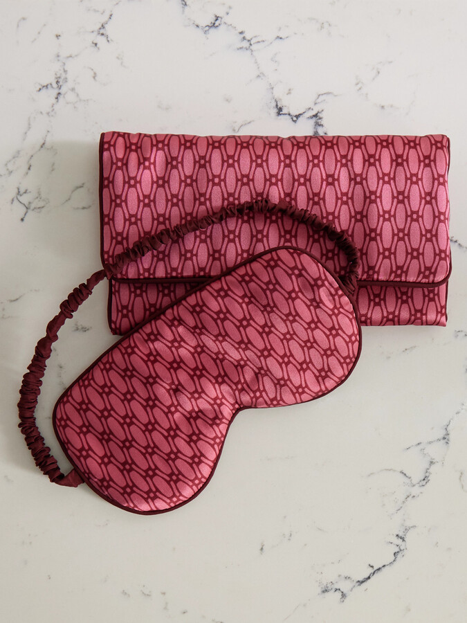 Olivia von Halle Audrey Printed Silk-satin Eye Mask - Red