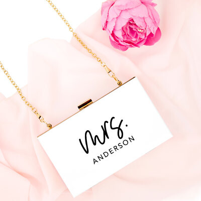 Koyal Wholesale Andaz Press Personalized Acrylic Clutch for Bride
