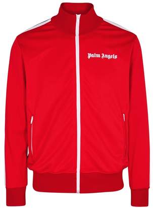 Palm Angels Red Zipped Jersey Sweatshirt