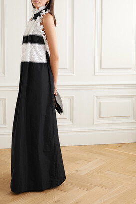 Givenchy - Ruffled Taffeta And Lace Halterneck Gown - Black