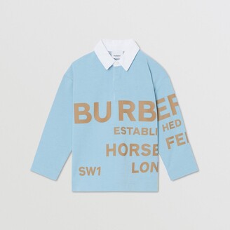 Burberry Childrens Long-sleeve Horseferry Print Cotton Polo Shirt