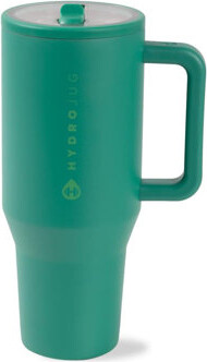 INKEDZ 40 oz Water Bottle with Handle & Flip Straw - Fits in Cup Holder, Leak Resistant Tumbler-Reusable Insulated Stainless Steel & Rubber Base - Gifts for