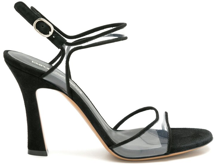 black clear strap heels
