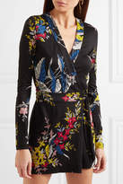 Thumbnail for your product : Diane von Furstenberg Celeste Floral-print Silk-jersey Wrap Playsuit - Black