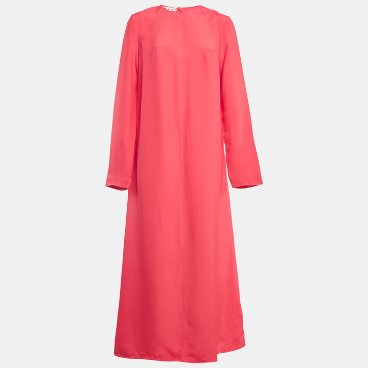 Marni Red Crepe Long Sleeve Maxi Dress L