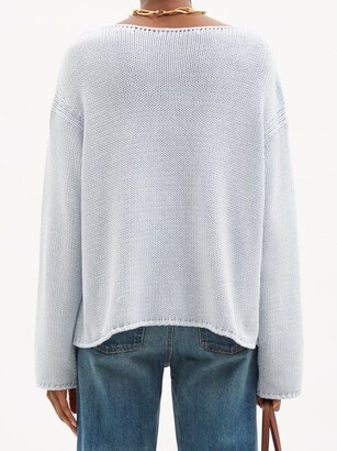 ANOTHER TOMORROW Boat-neck Organic-cotton Sweater - Blue