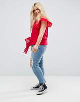 Thumbnail for your product : ASOS Curve T-Shirt With Dramatic Assymetric Woven Ruffle