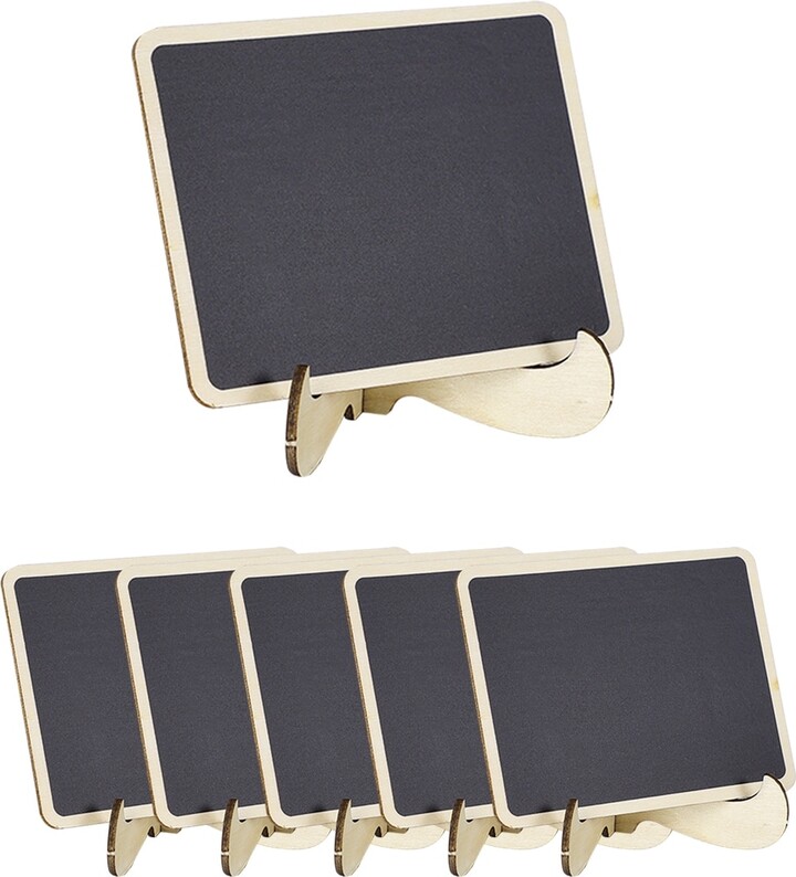 Unique Bargains 6pcs Wood Mini Chalkboard Sign Tags w Base Stand for