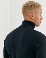 Thumbnail for your product : Replay tab logo wool mix polo neck jumper in navy