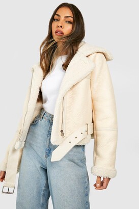 Cream teddy aviator coat Clearance