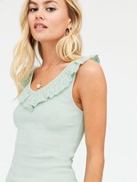 Thumbnail for your product : New Look Broderie Frill V-Neck Vest - Light Green