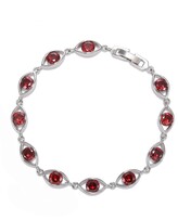 Thumbnail for your product : A&M Silver-Tone Garnet Accent Oval Tennis Bracelet