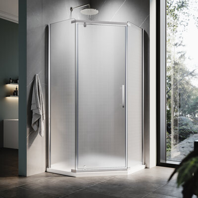 Elegant Neo-Angle Corner Shower Enclosure, Pivot Door with 6mm Tempered Glass,38"W*38"D*72"H