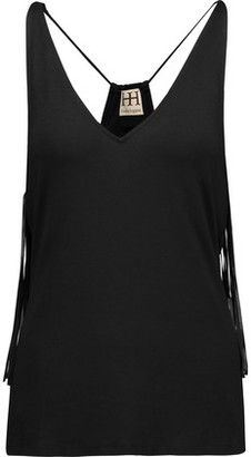 Haute Hippie So Lets Go Dancing Faux Leather-Trimmed Fringed Jersey Tank
