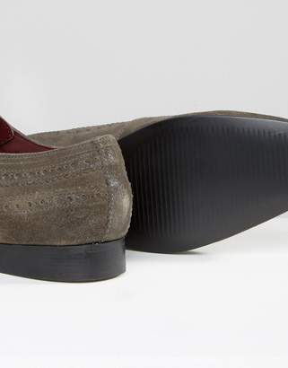ASOS Brogue Shoes In Gray Suede