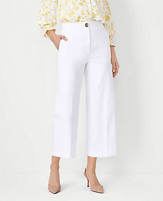 Ann Taylor The Petite High Rise Kate Wide Leg Crop Pant in Texture -  ShopStyle