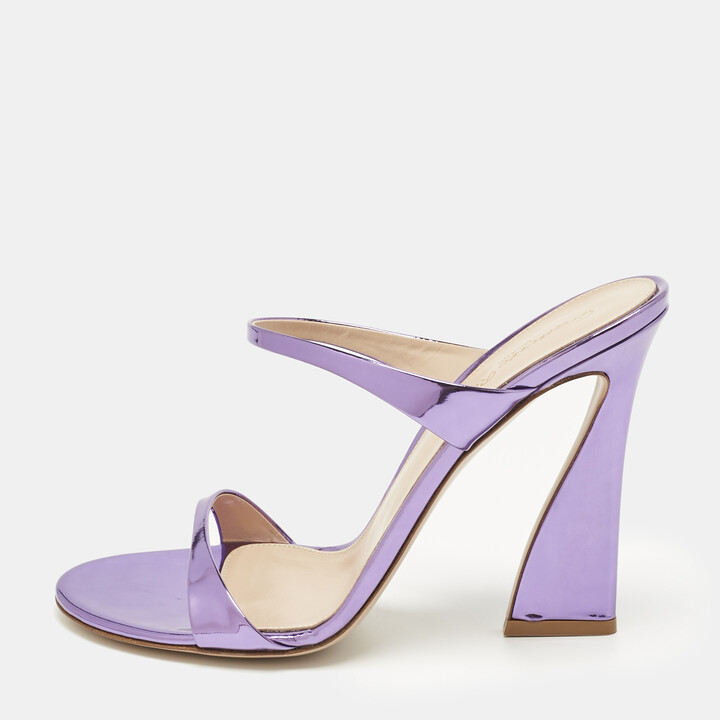 Gianvito Rossi Aura Size 39 Purple Patent Leather Slide Sandals