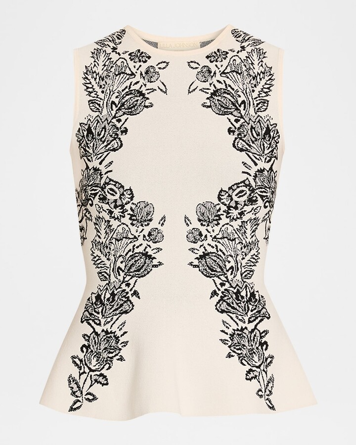 Ulla Johnson Vanna Jacquard Peplum Tank Top