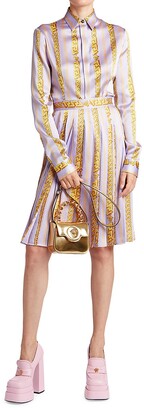 Versace Chain Print Pleated Midi Skirt