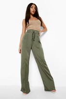 Thumbnail for your product : boohoo Satin Drawstring Luxe Wide Leg Jogger