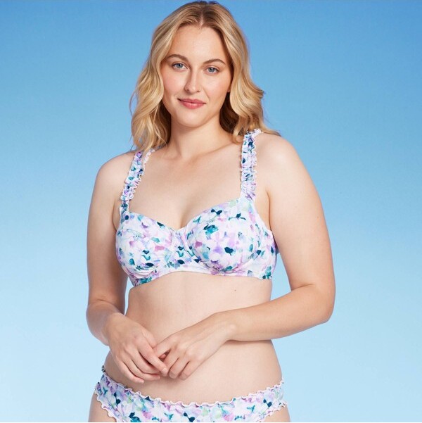 Women's Scrunchy Strap Longline Bikini Top - Shade & Shore™ Multi Blue  Floral Print - ShopStyle Two Piece Swimsuits
