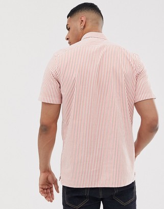 Paul Smith vertical stripe short sleeve shirt in red and white