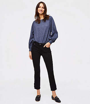 LOFT Petite Modern Lace Up Skinny Crop Jeans in Black