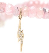 Thumbnail for your product : Sydney Evan Exclusive to Mytheresa Beaded bracelet with 14kt yellow gold and diamond lightning bolt