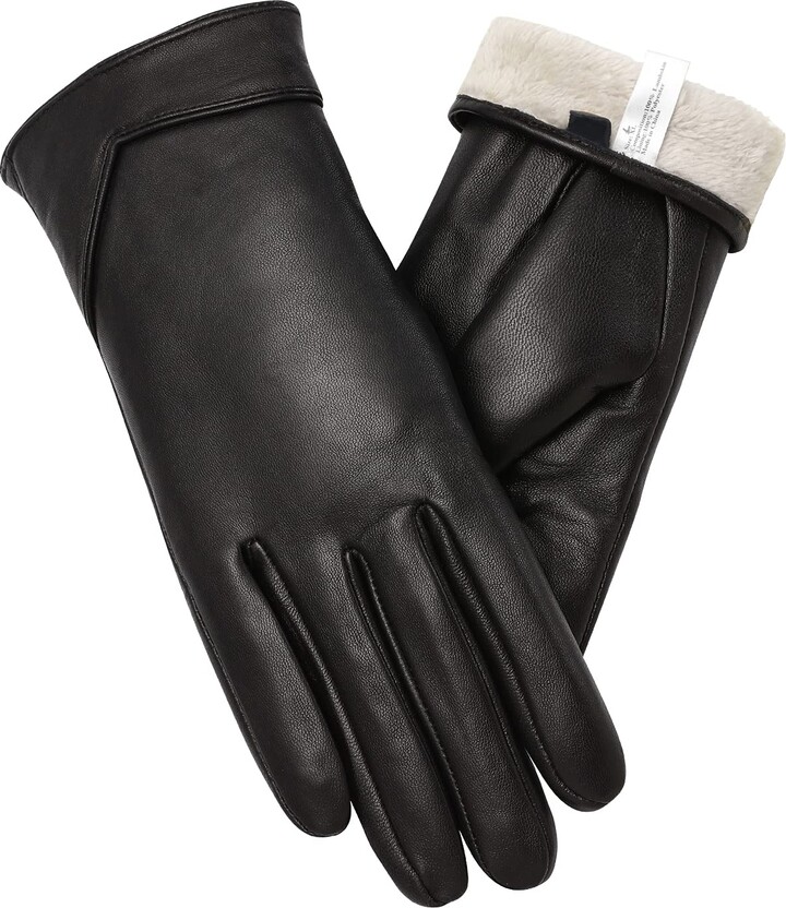 Vislivin Womens Leather Gloves Touch Screen Winter Glove Warm Driving Gloves Black2 M ShopStyle