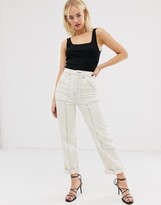 Thumbnail for your product : ASOS contrast stitch utility carrot leg jean