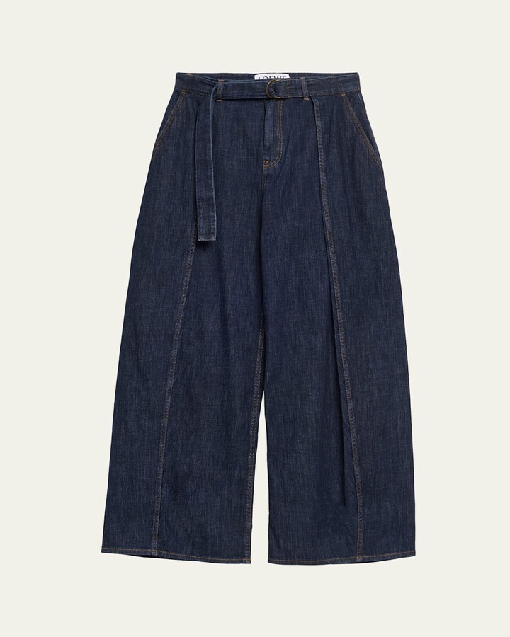Loewe D-Ring Belted Wide-Leg Jeans