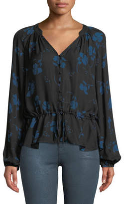 Parker Rosaline Floral Button-Front Silk Blouse