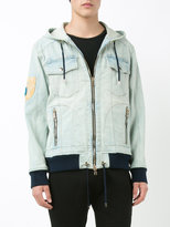 Thumbnail for your product : Balmain badge embroidered denim jacket